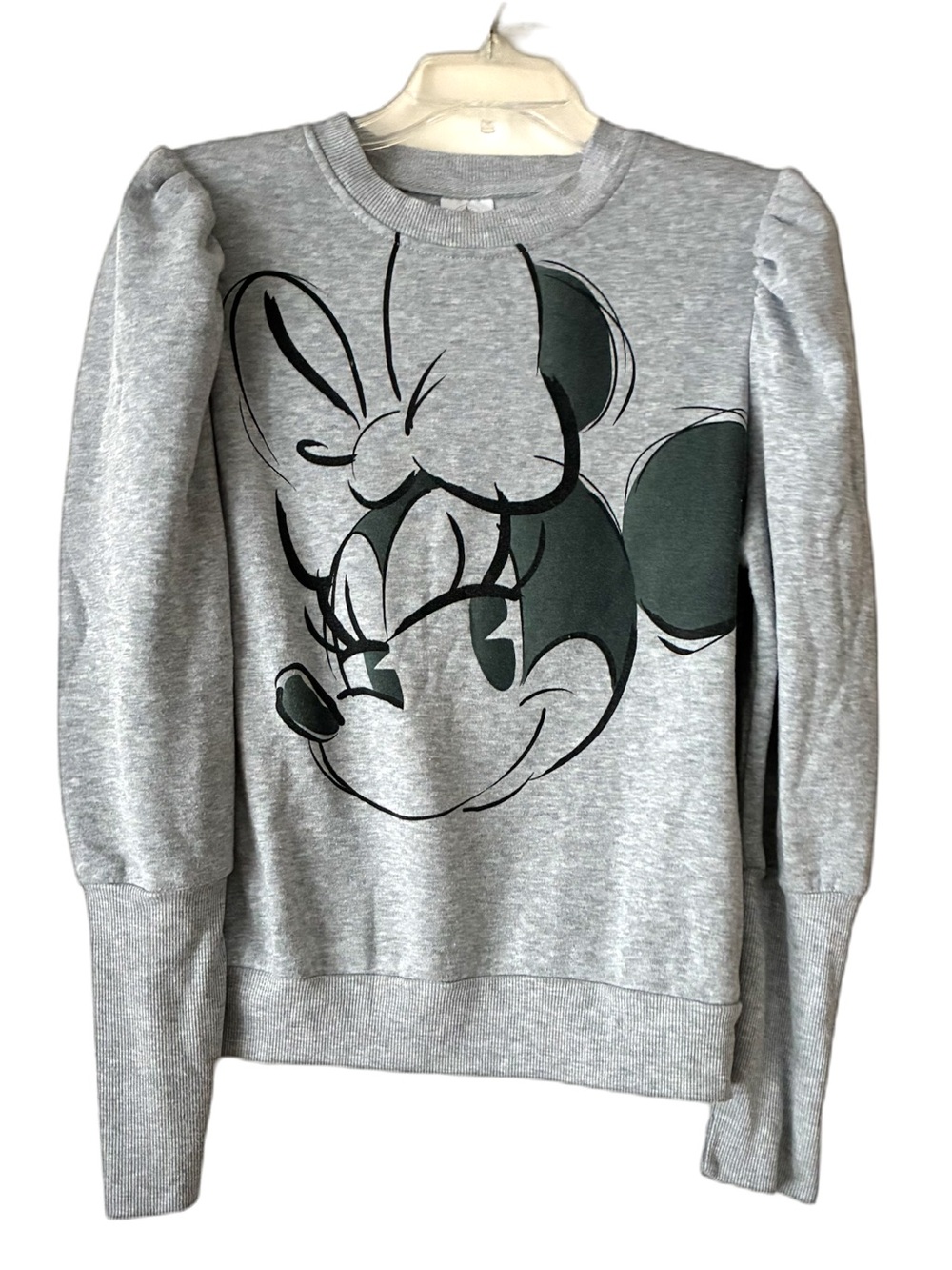 Disney Minnie Mouse Sweatshirt, Sz. M, Gray w/ Minnie’s Face on Front, Very Soft